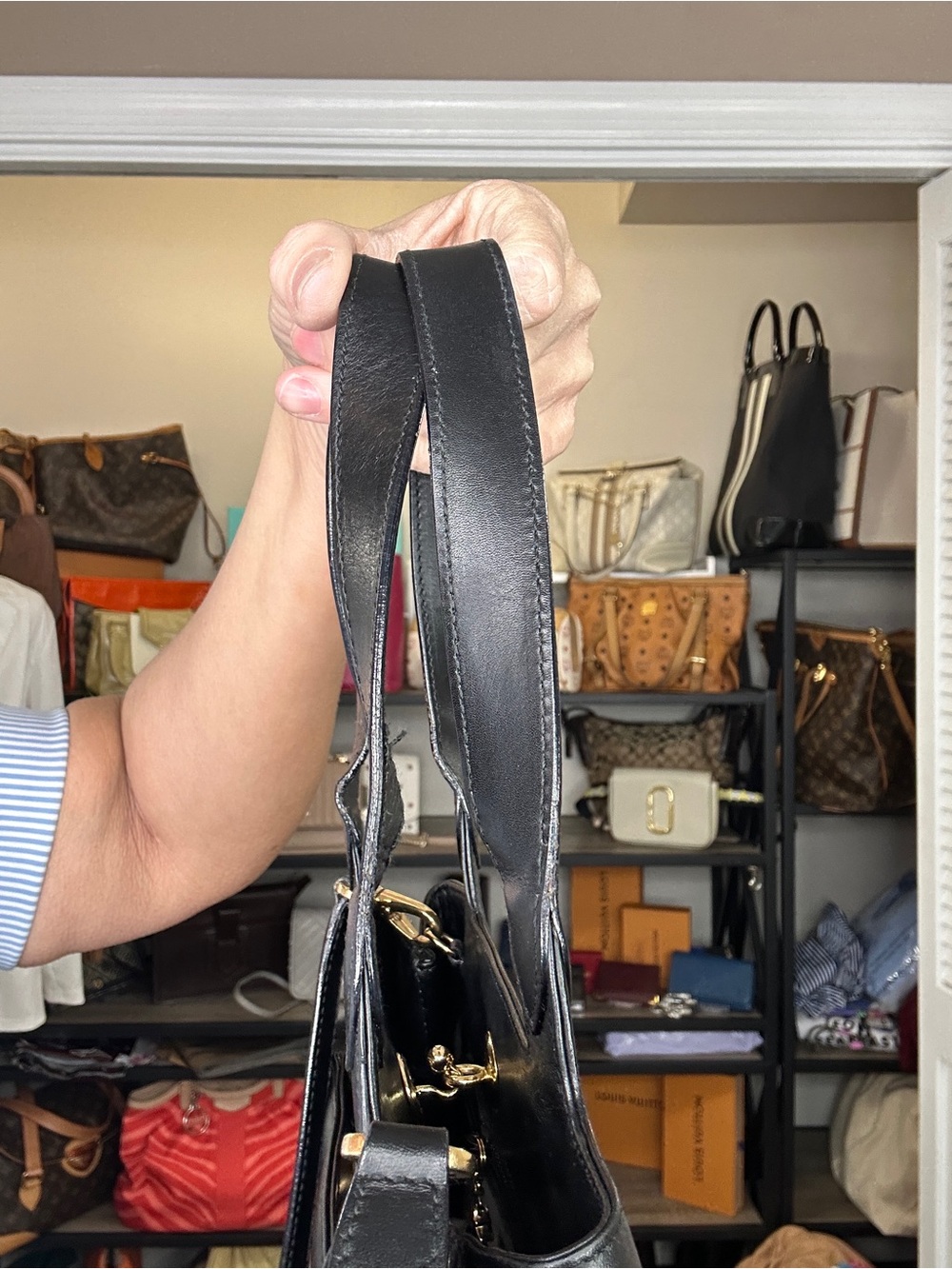 Vintage Salvatore Ferragamo Black Leather Convertible Tote Shoulder Bag Italy - Picture 15 of 16